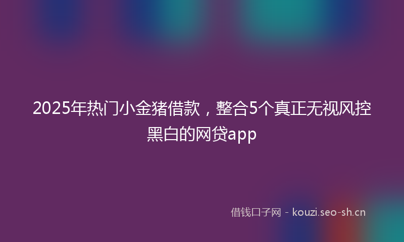2025年热门小金猪借款，整合5个真正无视风控黑白的网贷app