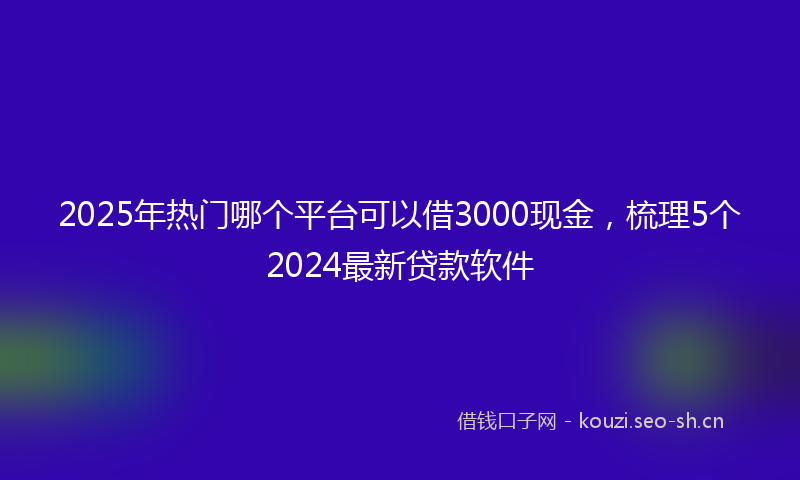 2025年热门哪个平台可以借3000现金,梳理5个2024最新贷款软件