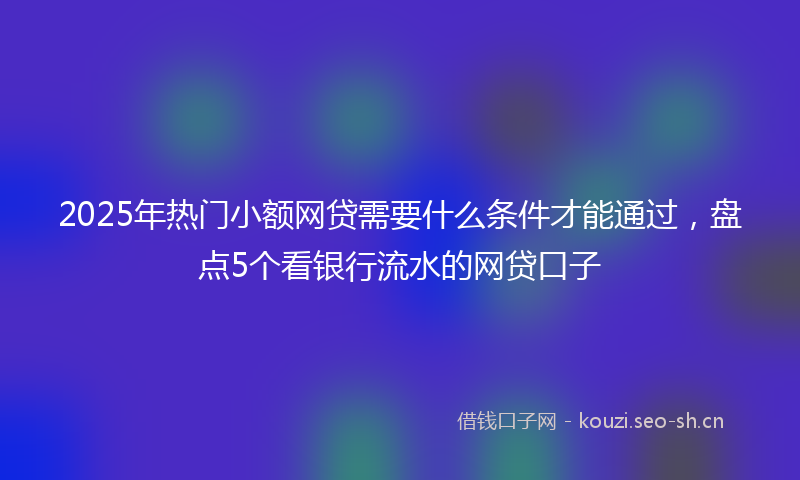 2025年热门小额网贷需要什么条件才能通过，盘点5个看银行流水的网贷口子