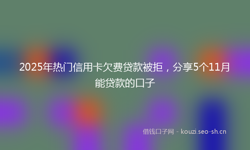 2025年热门信用卡欠费贷款被拒，分享5个11月能贷款的口子