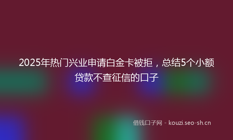 2025年热门兴业申请白金卡被拒，总结5个小额贷款不查征信的口子