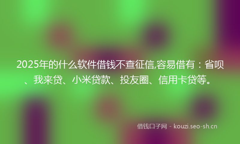 2025年的什么软件借钱不查征信,容易借有：省呗、我来贷、小米贷款、投友圈、信用卡贷等。