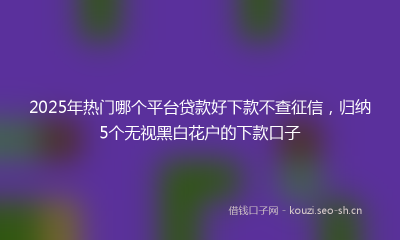 2025年热门哪个平台贷款好下款不查征信，归纳5个无视黑白花户的下款口子