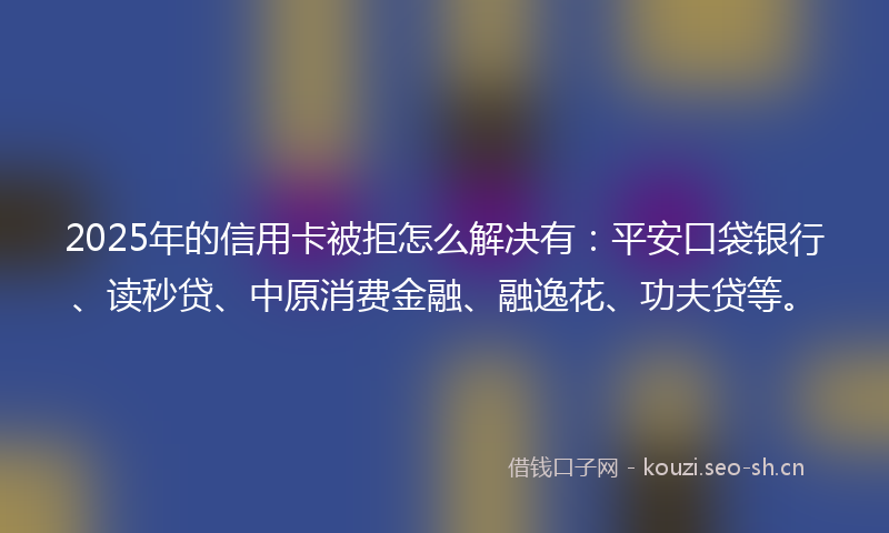 2025年的信用卡被拒怎么解决有：平安口袋银行、读秒贷、中原消费金融、融逸花、功夫贷等。