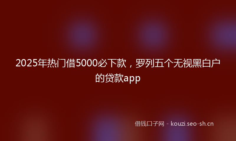 2025年热门借5000必下款，罗列五个无视黑白户的贷款app