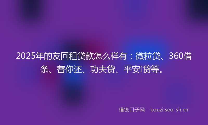 2025年的友回租贷款怎么样有：微粒贷、360借条、替你还、功夫贷、平安i贷等。