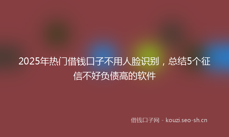 2025年热门借钱口子不用人脸识别，总结5个征信不好负债高的软件