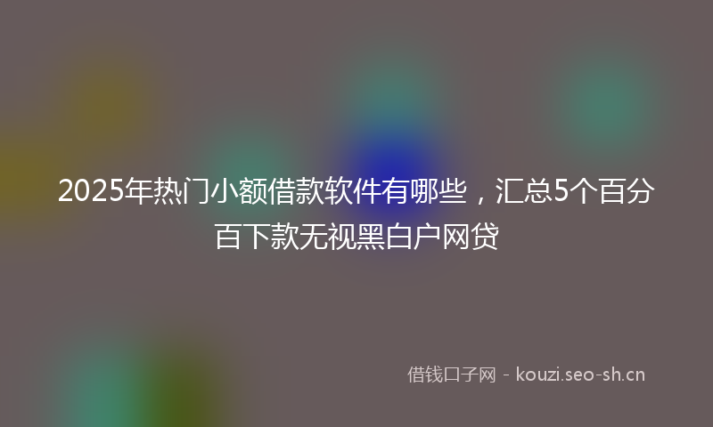 2025年热门小额借款软件有哪些，汇总5个百分百下款无视黑白户网贷