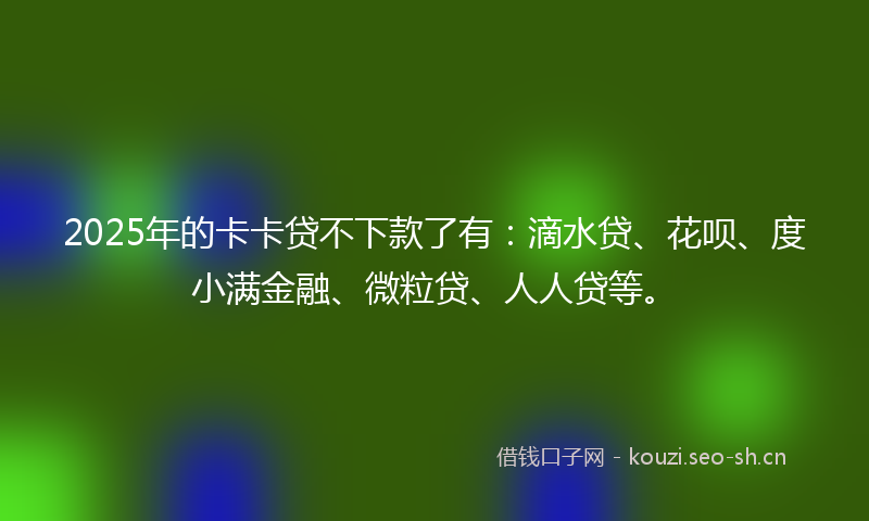 2025年的卡卡贷不下款了有：滴水贷、花呗、度小满金融、微粒贷、人人贷等。