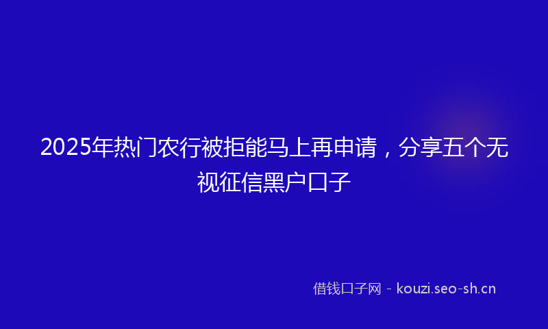 2025年热门农行被拒能马上再申请，分享五个无视征信黑户口子