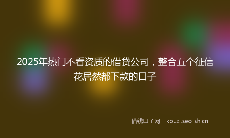 2025年热门不看资质的借贷公司，整合五个征信花居然都下款的口子
