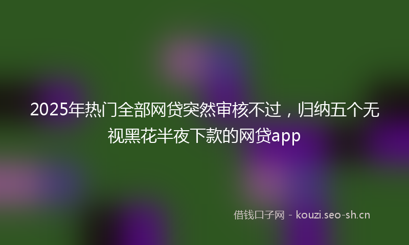 2025年热门全部网贷突然审核不过，归纳五个无视黑花半夜下款的网贷app