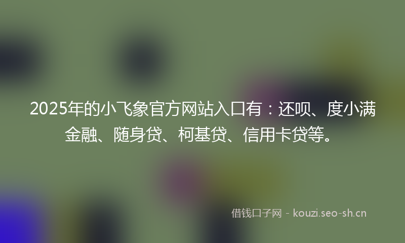 2025年的小飞象官方网站入口有：还呗、度小满金融、随身贷、柯基贷、信用卡贷等。
