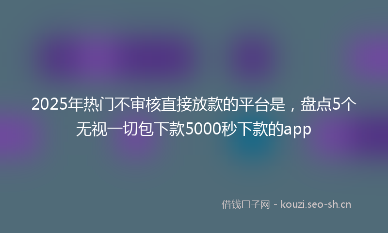 2025年热门不审核直接放款的平台是，盘点5个无视一切包下款5000秒下款的app