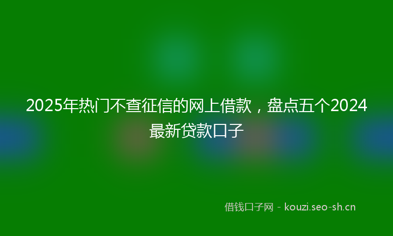 2025年热门不查征信的网上借款，盘点五个2024最新贷款口子