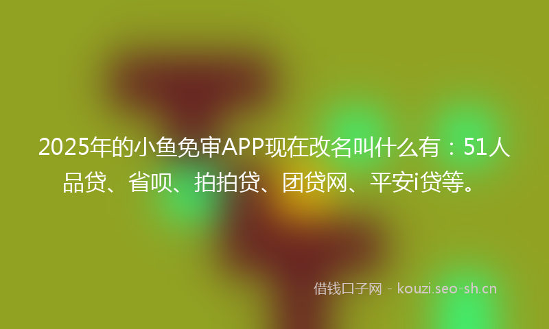 2025年的小鱼免审APP现在改名叫什么有：51人品贷、省呗、拍拍贷、团贷网、平安i贷等。