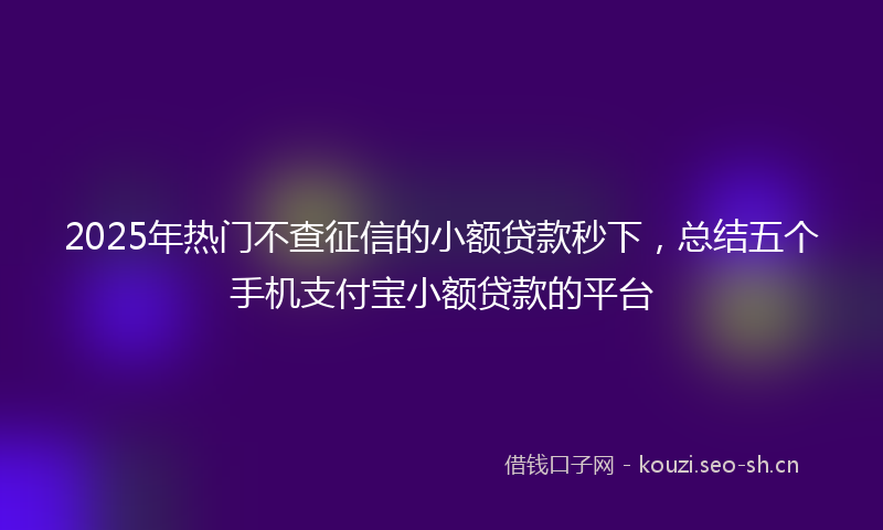 2025年热门不查征信的小额贷款秒下，总结五个手机支付宝小额贷款的平台