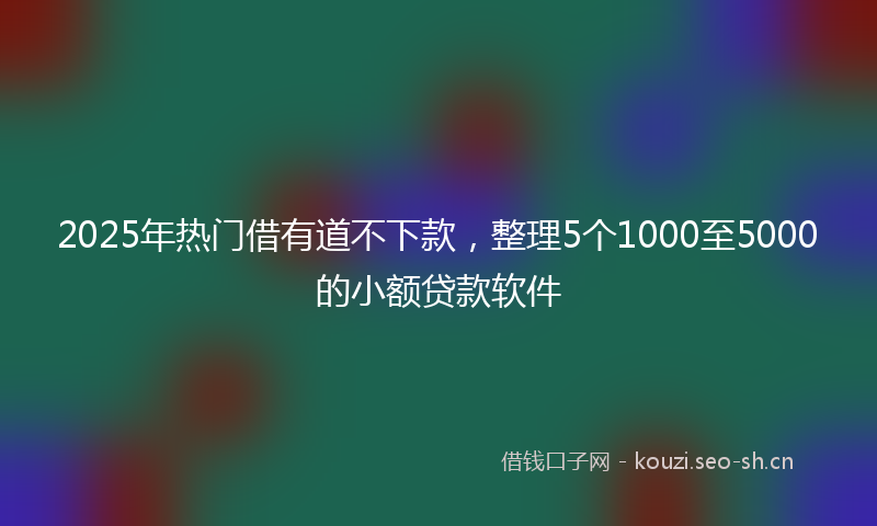 2025年热门借有道不下款，整理5个1000至5000的小额贷款软件