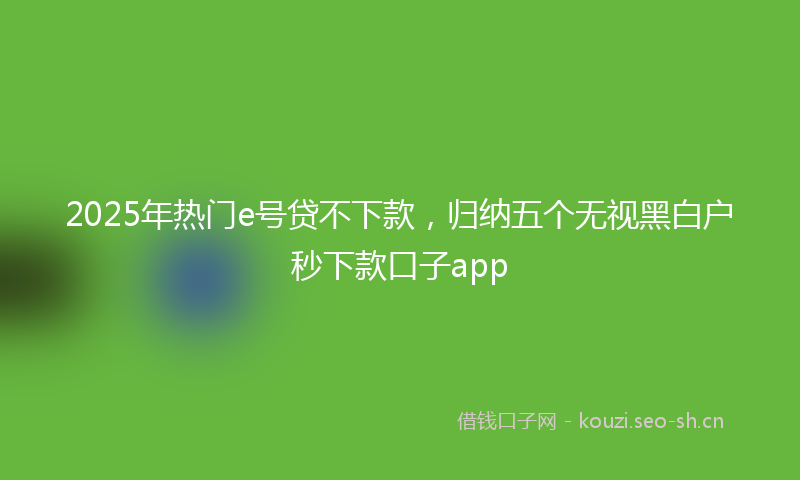 2025年热门e号贷不下款，归纳五个无视黑白户秒下款口子app