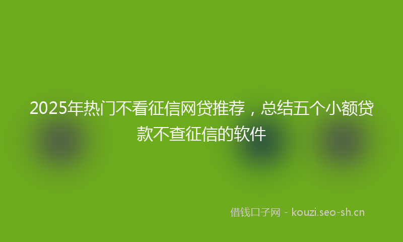 2025年热门不看征信网贷推荐，总结五个小额贷款不查征信的软件