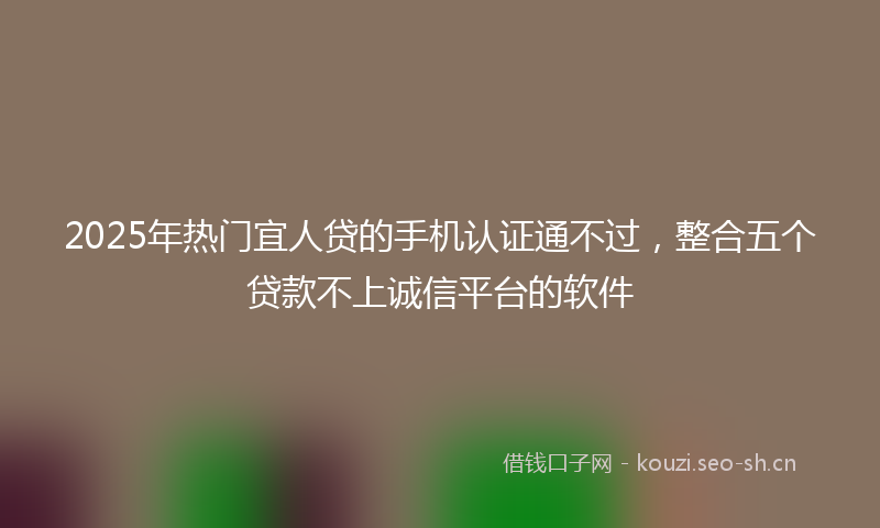 2025年热门宜人贷的手机认证通不过，整合五个贷款不上诚信平台的软件