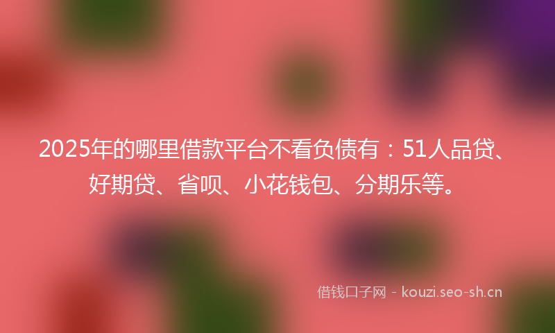 2025年的哪里借款平台不看负债有：51人品贷、好期贷、省呗、小花钱包、分期乐等。