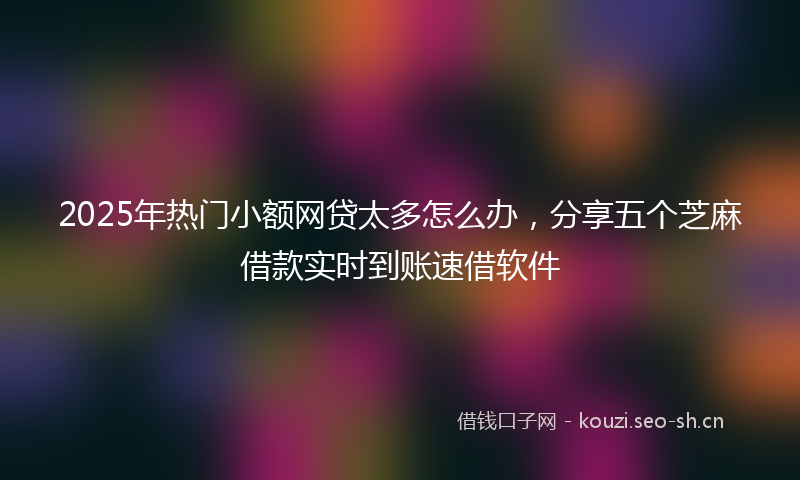 2025年热门小额网贷太多怎么办，分享五个芝麻借款实时到账速借软件