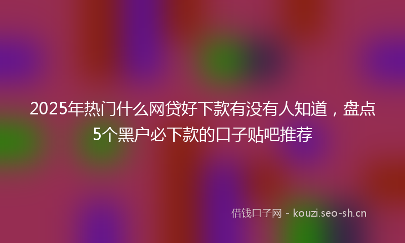 2025年热门什么网贷好下款有没有人知道，盘点5个黑户必下款的口子贴吧推荐