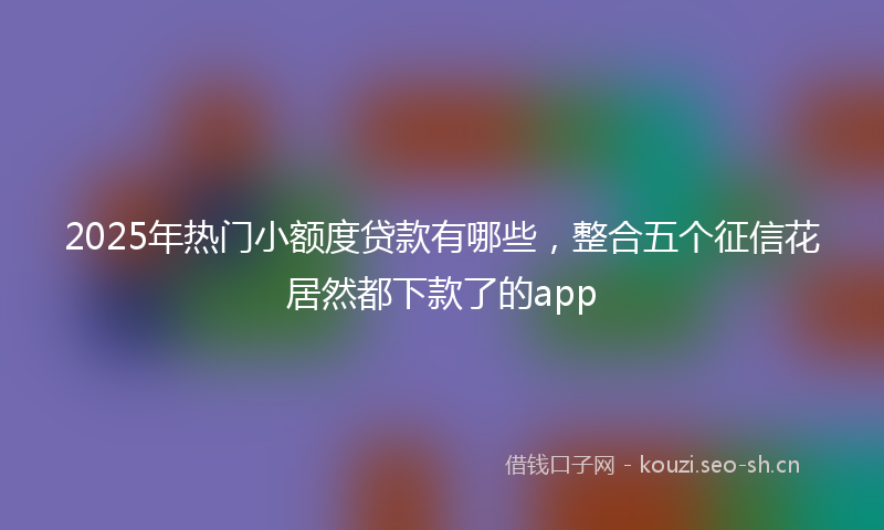 2025年热门小额度贷款有哪些，整合五个征信花居然都下款了的app