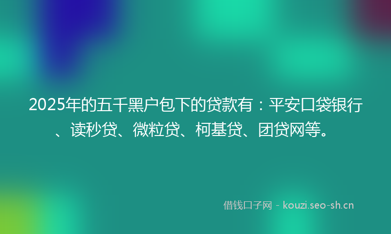 2025年的五千黑户包下的贷款有：平安口袋银行、读秒贷、微粒贷、柯基贷、团贷网等。