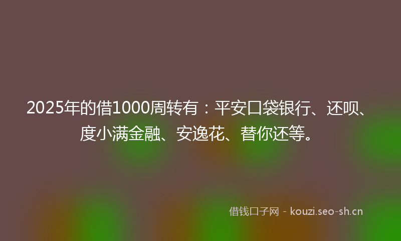 2025年的借1000周转有：平安口袋银行、还呗、度小满金融、安逸花、替你还等。