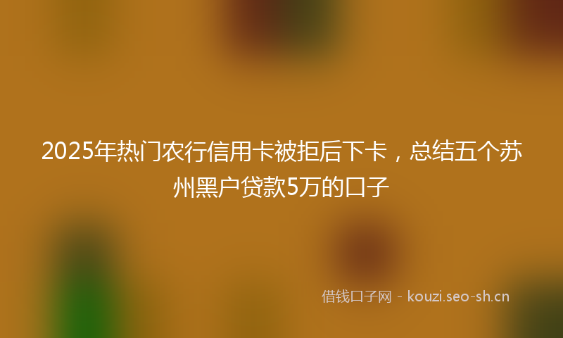 2025年热门农行信用卡被拒后下卡，总结五个苏州黑户贷款5万的口子