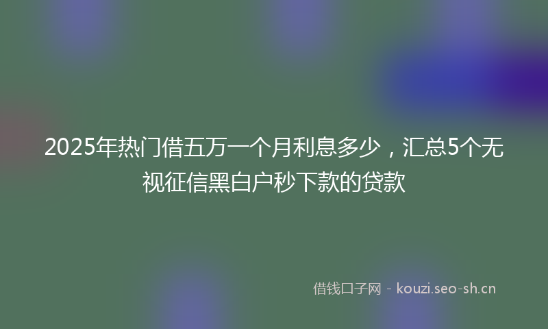 2025年热门借五万一个月利息多少，汇总5个无视征信黑白户秒下款的贷款