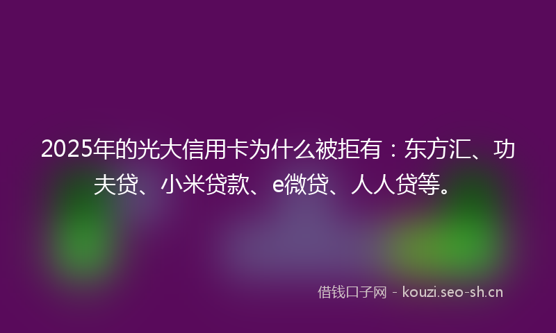 2025年的光大信用卡为什么被拒有：东方汇、功夫贷、小米贷款、e微贷、人人贷等。