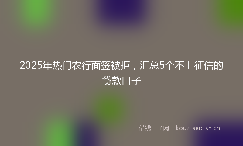 2025年热门农行面签被拒，汇总5个不上征信的贷款口子