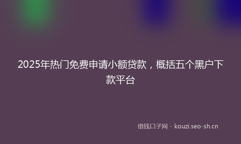 2025年热门免费申请小额贷款，概括五个黑户下款平台