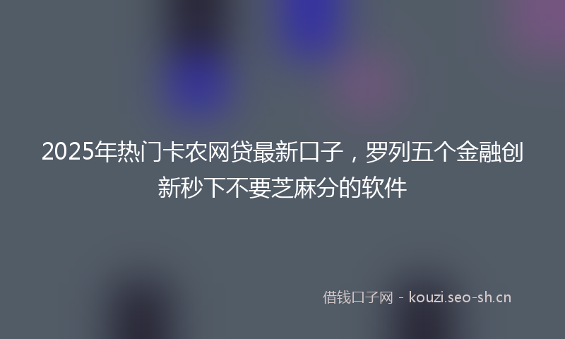 2025年热门卡农网贷最新口子，罗列五个金融创新秒下不要芝麻分的软件