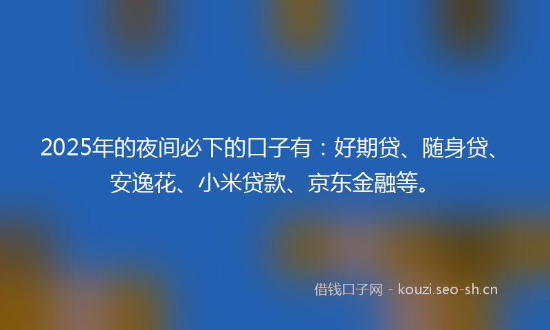 2025年的夜间必下的口子有：好期贷、随身贷、安逸花、小米贷款、京东金融等。