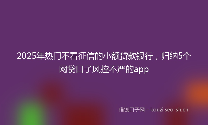 2025年热门不看征信的小额贷款银行，归纳5个网贷口子风控不严的app