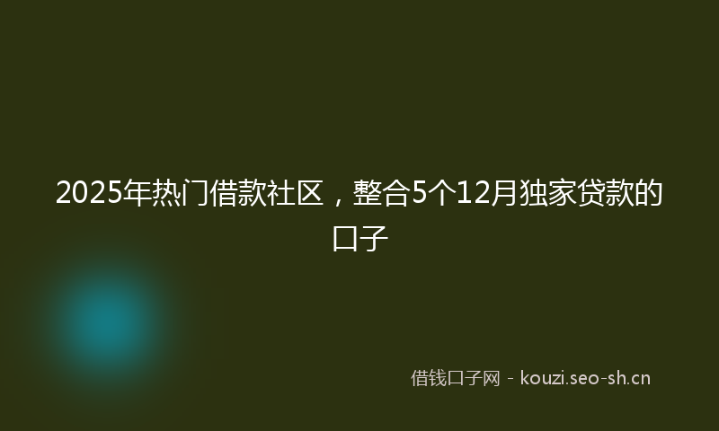 2025年热门借款社区，整合5个12月独家贷款的口子
