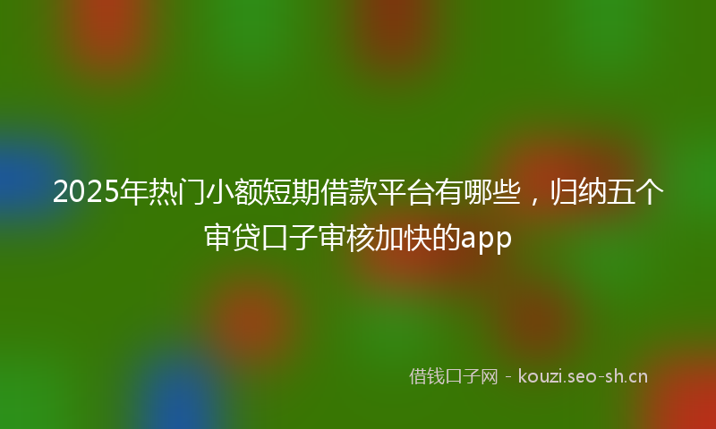 2025年热门小额短期借款平台有哪些，归纳五个审贷口子审核加快的app
