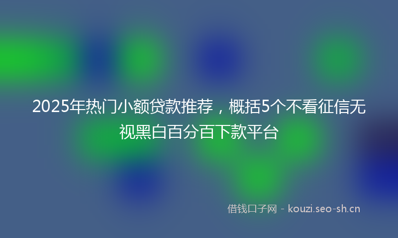 2025年热门小额贷款推荐，概括5个不看征信无视黑白百分百下款平台