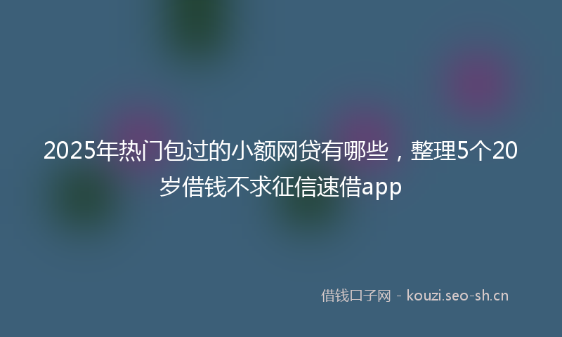 2025年热门包过的小额网贷有哪些，整理5个20岁借钱不求征信速借app