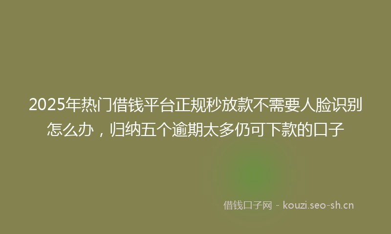 2025年热门借钱平台正规秒放款不需要人脸识别怎么办，归纳五个逾期太多仍可下款的口子