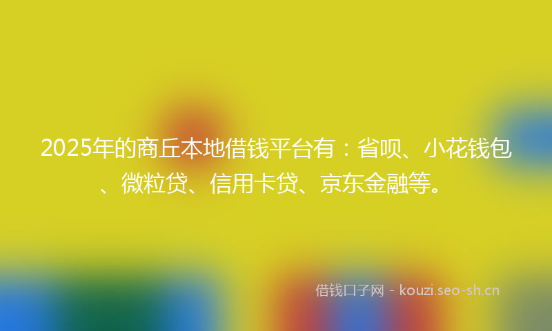 2025年的商丘本地借钱平台有：省呗、小花钱包、微粒贷、信用卡贷、京东金融等。