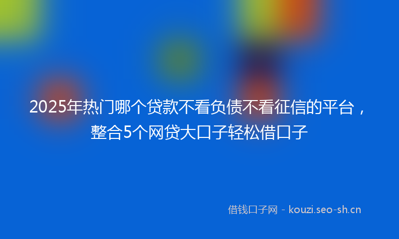 2025年热门哪个贷款不看负债不看征信的平台，整合5个网贷大口子轻松借口子