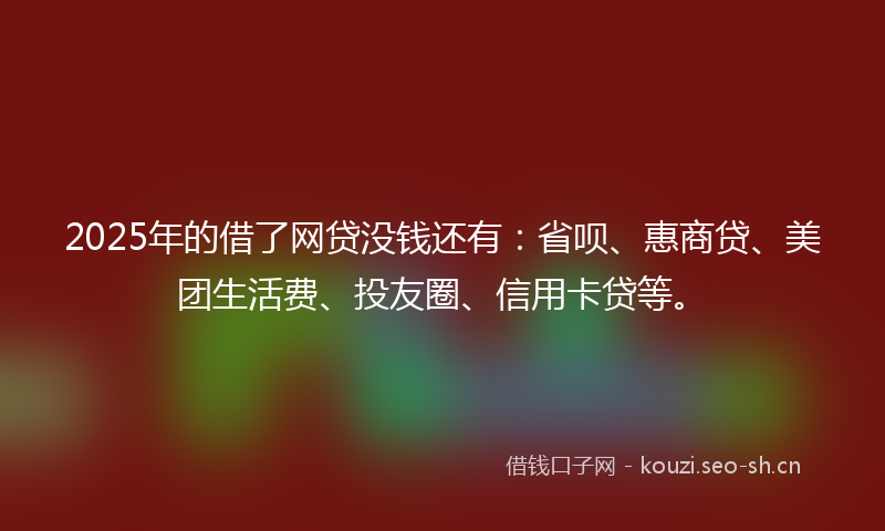 2025年的借了网贷没钱还有：省呗、惠商贷、美团生活费、投友圈、信用卡贷等。