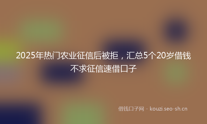 2025年热门农业征信后被拒，汇总5个20岁借钱不求征信速借口子