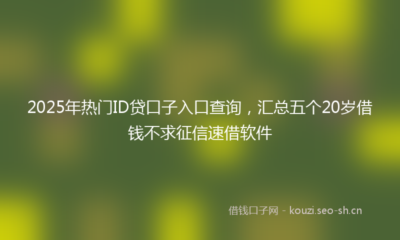 2025年热门ID贷口子入口查询，汇总五个20岁借钱不求征信速借软件