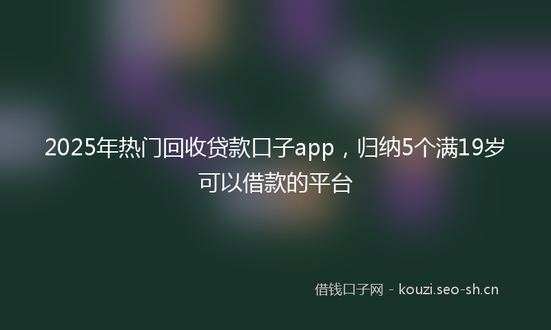 2025年热门回收贷款口子app，归纳5个满19岁可以借款的平台